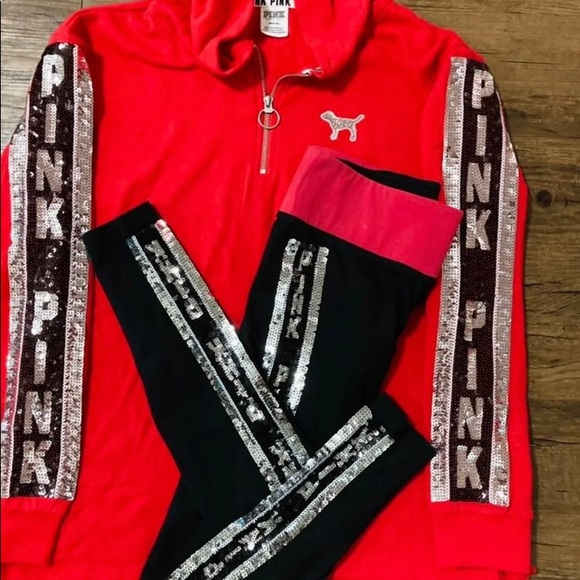 PINK Victoria's Secret Tops - VS PINK OMG RED BLING OUTFIT SET L